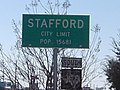Entry sign for Stafford, Texas on FM 1092