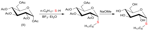 Synthese von n-Octyl-α-thioglucopyranosid aus Pentaacetyl-β-glucose