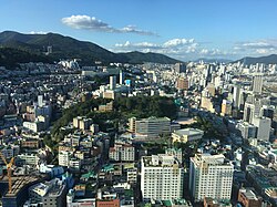 从釜山塔俯瞰中区市景