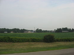 Houses and fields in western Amherst Township