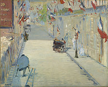 《插满旗帜的莫斯尼尔街》，1878年，收藏于美国加州保罗盖蒂美术馆