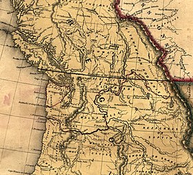 An 1846 map showing the 49th parallel as the boundary through Vancouver Island