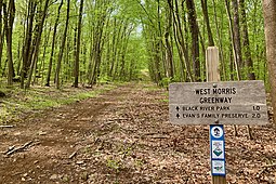 Black River Wildlife Management Area trail, aligned with the West Morris Greenway, Liberty–Water Gap and September 11th National Memorial Trails