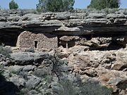 Cliff dwellings of the Sinagua people in the area known as Montezuma Well.