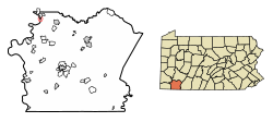 Location of Fayette City in Fayette County, Pennsylvania.