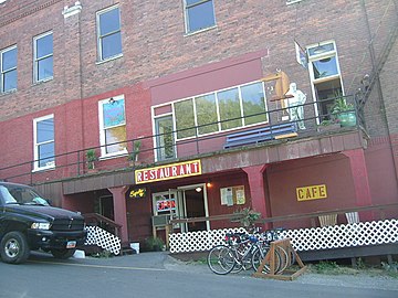 North side of I.O.O.F. Building, facing the park.