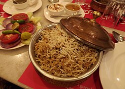 Hyderabadi biryani along with mirchi ka salan