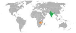 Map indicating locations of India and Zambia