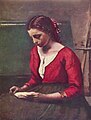 Jean-Baptiste-Camille Corot: Lesendes Mädchen in rotem Trikot
