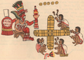 Image 30Patolli game being watched by Macuilxochitl as depicted on page 048 of the Codex Magliabechiano (from Board game)