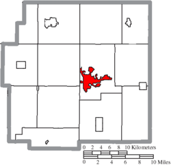 Location of Upper Sandusky in Wyandot County