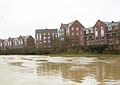 The east housing development of Cotton End on the south bank of the River Nene after several days of heavy rain