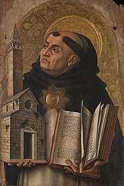 Depiction of St. Thomas Aquinas from The Demidoff Altarpiece by Carlo Crivelli