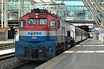 A Korail train at Seoul Station in March 2020