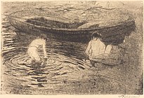 Albert Besnard, Bathing at Talloires (La baignade à Talloires), etching and aquatint, 1888/1894