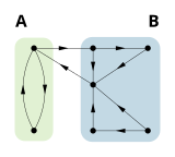 An example of connected directed network with two components (shaded).