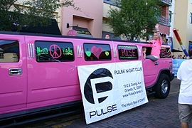 Extended pink Humvee of Pulse nightclub at Come Out with Pride 2013