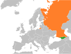 Map indicating locations of Georgia and Russia