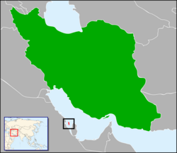 Map indicating locations of Iran and Bahrain