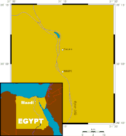 Map of Maadi (inset: map of Egypt)