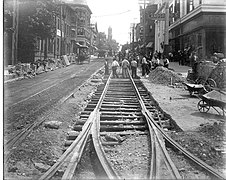 Building the Streetcar line, c. 1885