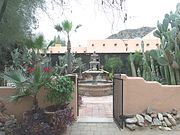 Main entrance to the historic Inn. The Water fountain was added after the Epley’s purchased the property.