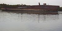 Wreck of Santiago, in the ships graveyard in the North Arm, a waterway between the Port River and Barker Inlet, Port Adelaide, South Australia. Originally surveyed by the SUHR in 1978.