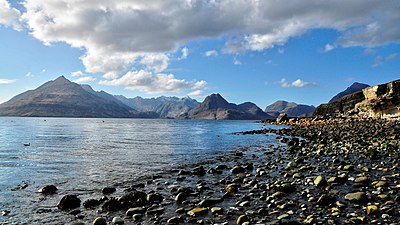 The Black Cuillin mountains viewed from Elgol