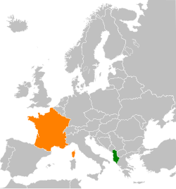 Map indicating locations of Albania and France