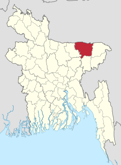 Location of Sunamganj District in Bangladesh