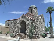 The Casa Grande Stone Church (now known as Heritage Hall) was built in 1927 and is located at 110 W. Florence Boulevard. It was listed in the National Register of Historic Places in 1978, reference #78000567.