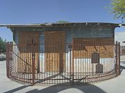 Morcomb's Service Station, built in 1930 and located at in the corner of Grand and Myrtle Aves. as it looked in 2010 before its restoration.