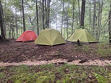 A group's tents set up on a campsite near Hot Springs, North Carolina, alongside the Appalachian Trail