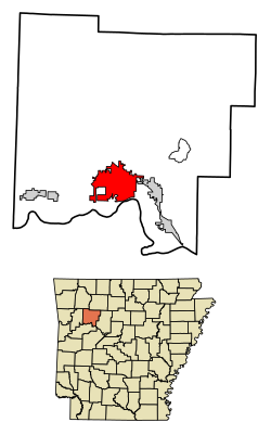 Location of Clarksville in Johnson County, Arkansas