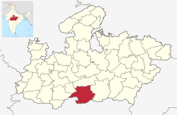 Location of Betul district in Madhya Pradesh