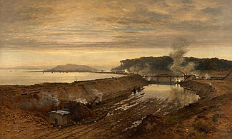 "The Making of Eastham Dock" by Benjamin Williams Leader (1891)