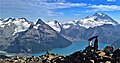 Guard Mountain (left) with Mount Garibaldi (right) from Panorama Ridge