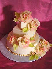 Cake with large cabbage roses