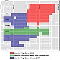 A map of the Ukrainian Village Landmark District of Chicago.