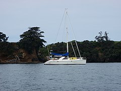 Reef Dragon moored at Leigh between survey trips. New Zealand, November 2012