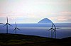 A view from a windfarm towards Clyde's best known landmark, Ailsa Craig