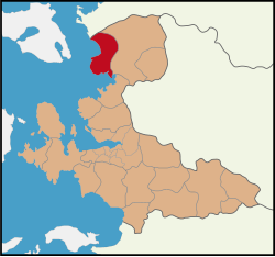 Location of Dikili district within Turkey.