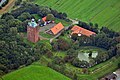 Aerial view of the artificial dwelling hill and tower