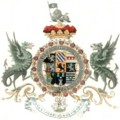 第一代公爵约翰·丘吉尔之纹章，盾纹包括公爵于神圣罗马帝国境内之领土