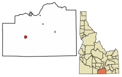 Location of Oakley in Cassia County, Idaho.
