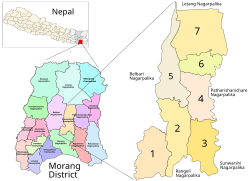 Kanepokhari in Morang District. Bayarban VDC became Wards 3, 4, 6 and 7