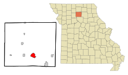 布鲁克菲尔德在林县及密苏里州的位置（以红色标示）