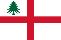 Naval jack drawn by John Graydon in 1686, consisting of St George's cross with a pine tree in the canton.[39]