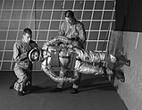 Astronauts training in the Reduced Gravity Walking Simulator