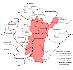 Location of Bashkiria (1917–1919)